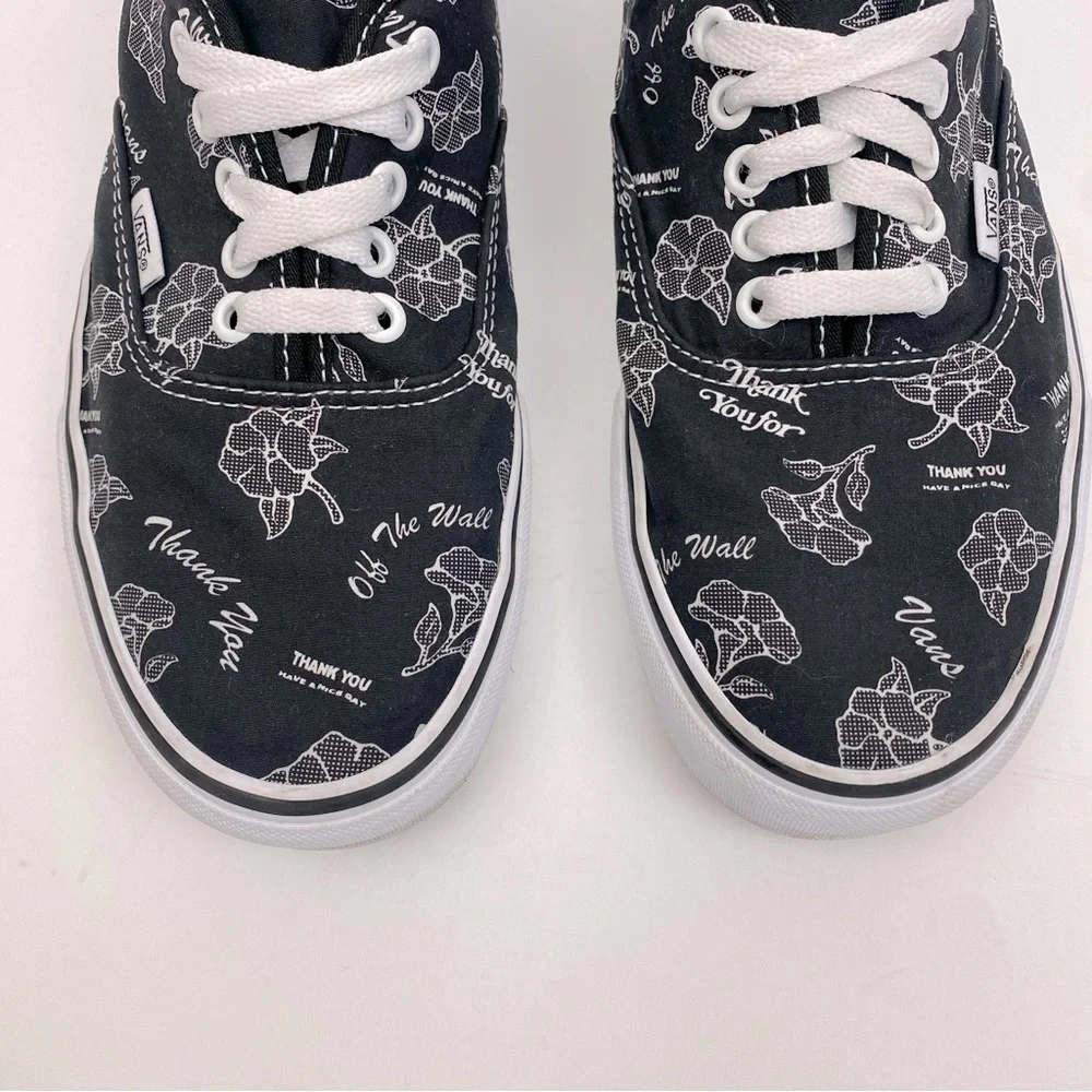 VANS Authentic Thank You Floral Black Women's Sneakers Color Black/White SZ 10.5 - Picture 3 of 10